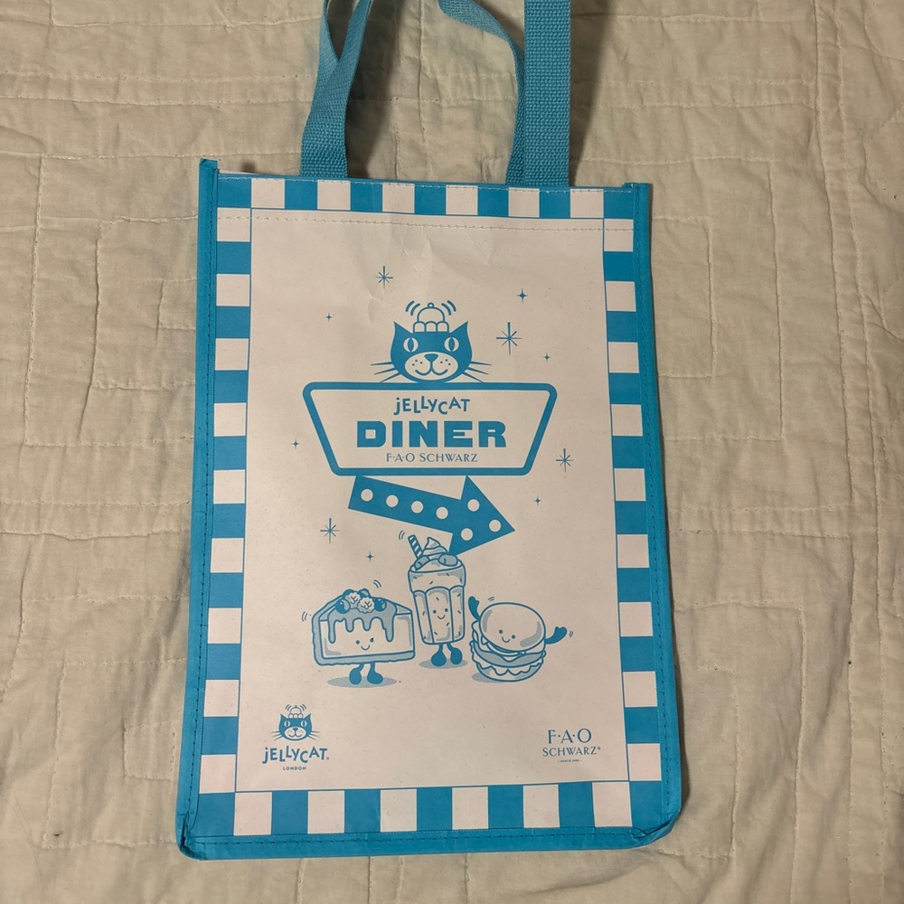 Jellycat Diner Blue and White Tote exclusive FAO Schwars reusable tote